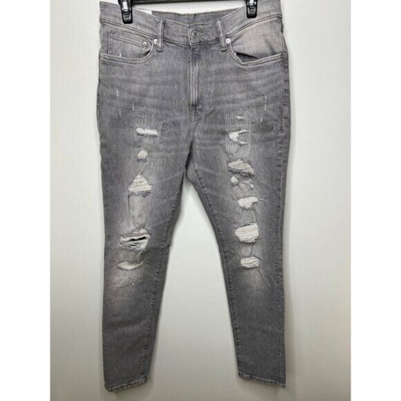 H&M Mens Distressed Moulante Grey Skinny Jeans Cotton/Elastane Size 32/32 - Picture 8 of 13